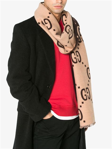 gucci brown scarf|Gucci jacquard wool scarf v.